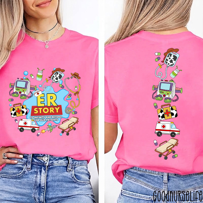 Medical Doodle Front And Back Nurse Two Sided T-Shirt
