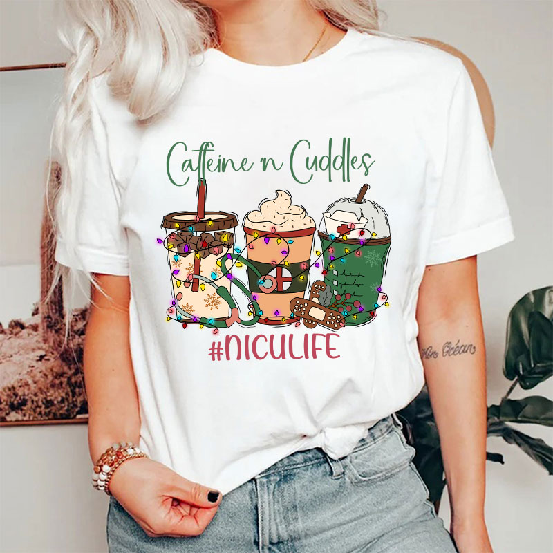 Personalized Caffeine Cuddles Nurse T-Shirt