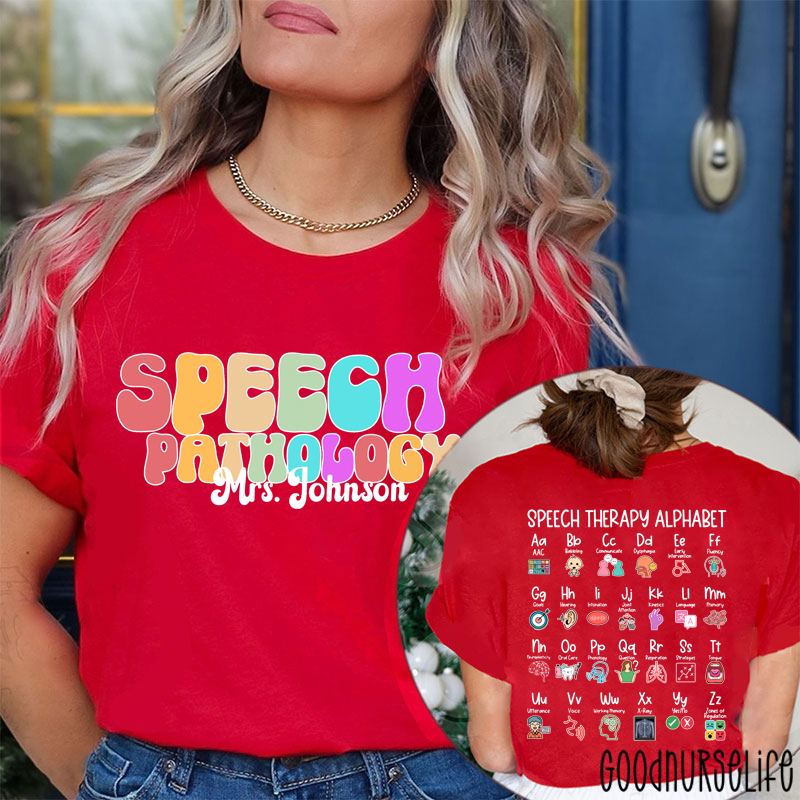Personalized Name Speech Therapy Alphabet Two Sided T-Shirt