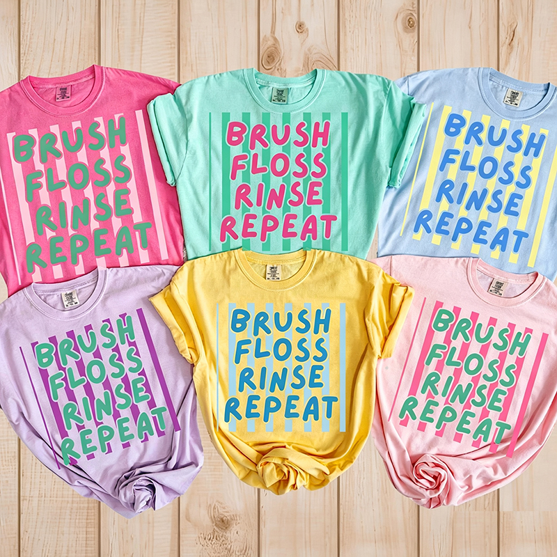 Personalized Brush Floss Rinse Repeat Dental T-Shirt