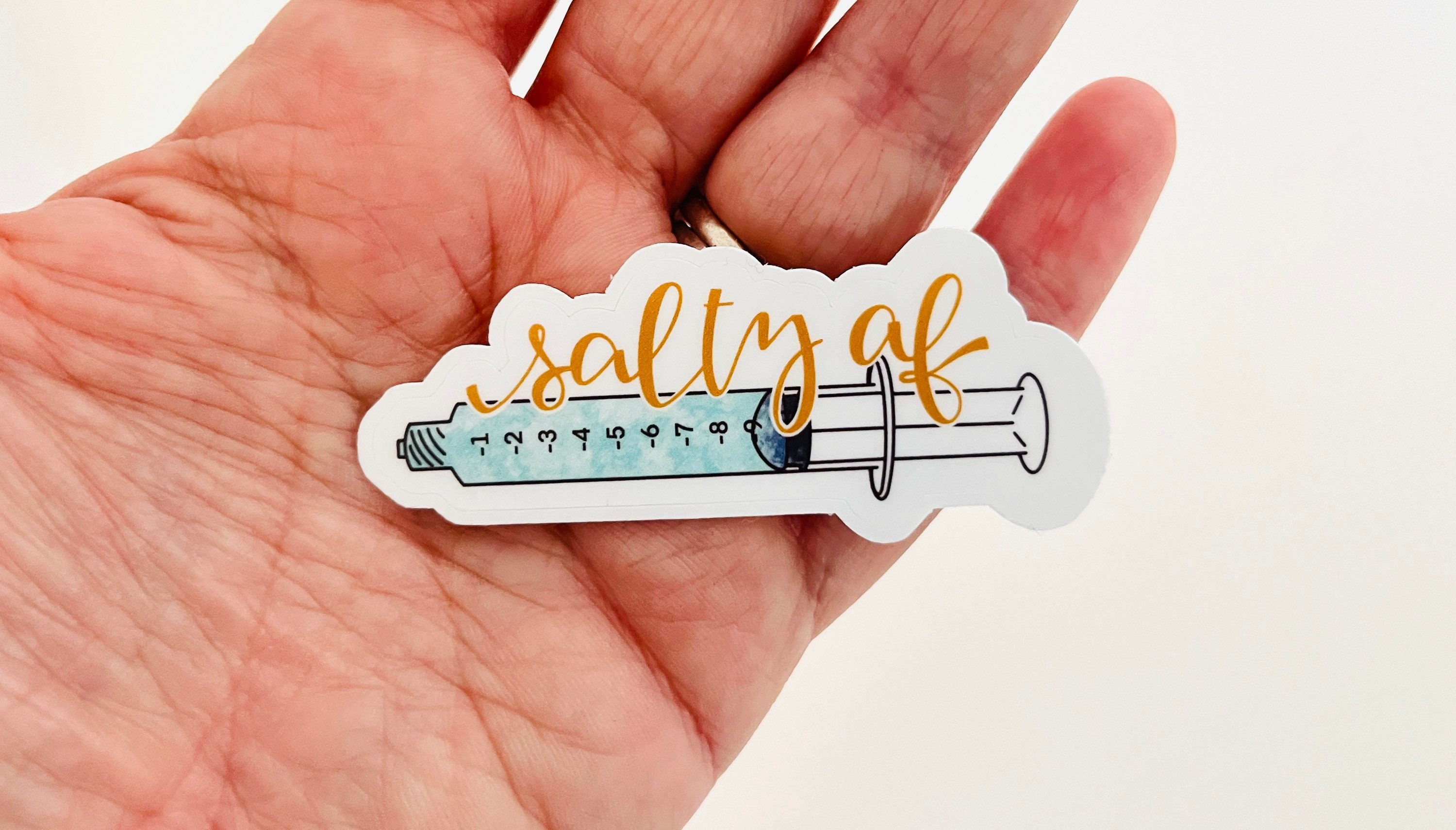 Funny Saline Flush Vinyl Nurse Stickers