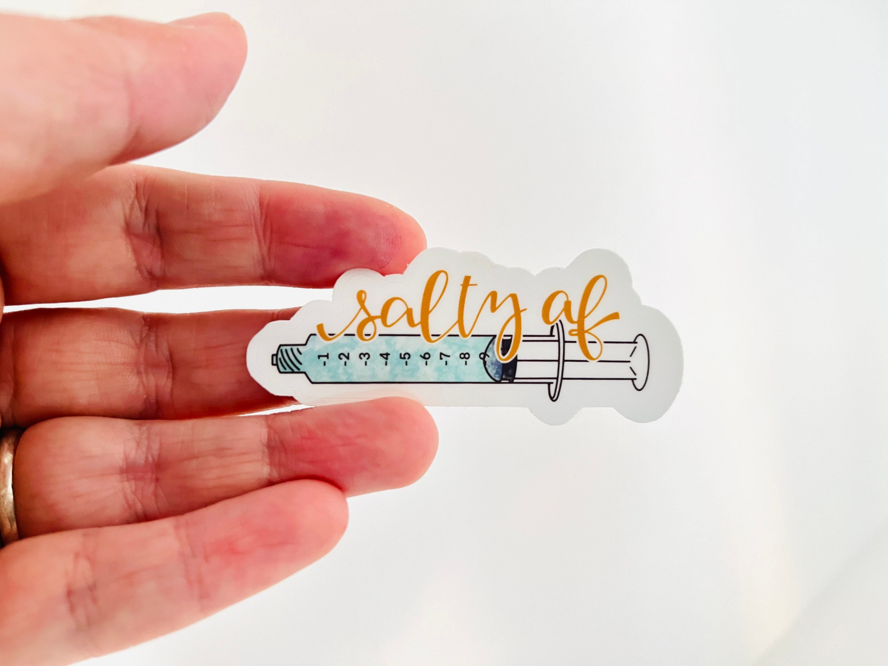 Funny Saline Flush Vinyl Nurse Stickers