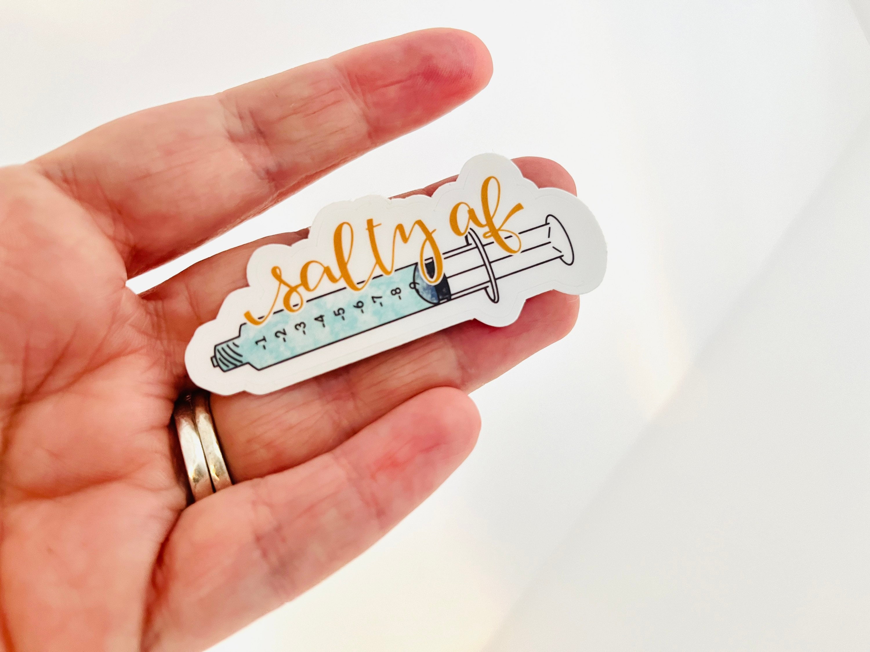 Funny Saline Flush Vinyl Nurse Stickers