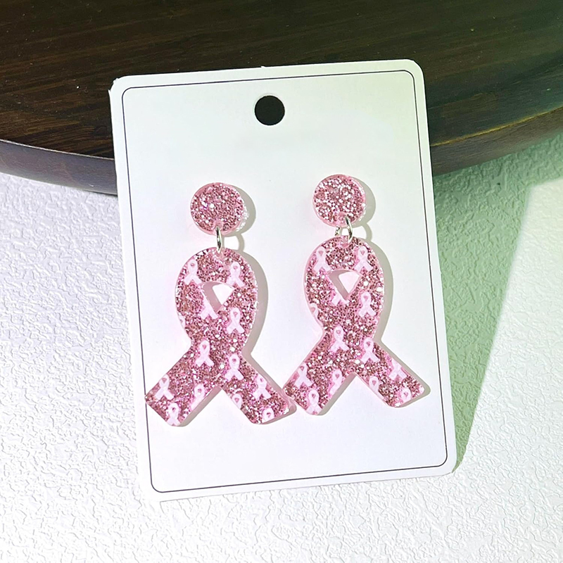 Pink Ribbon Nurse Acrylic Earrings