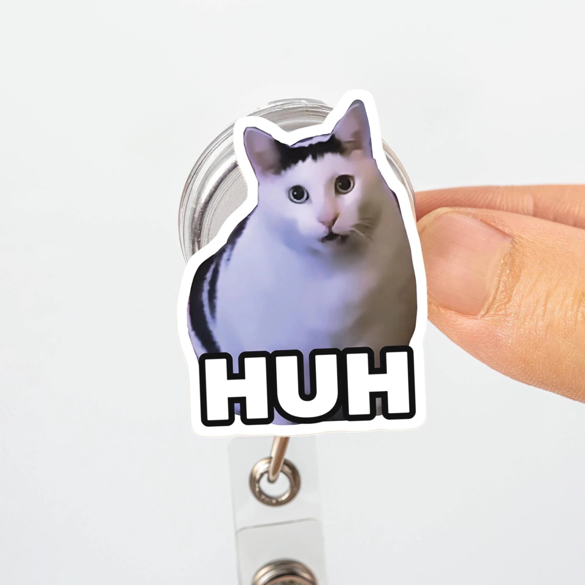 Funny Cat Huh Badge Reel