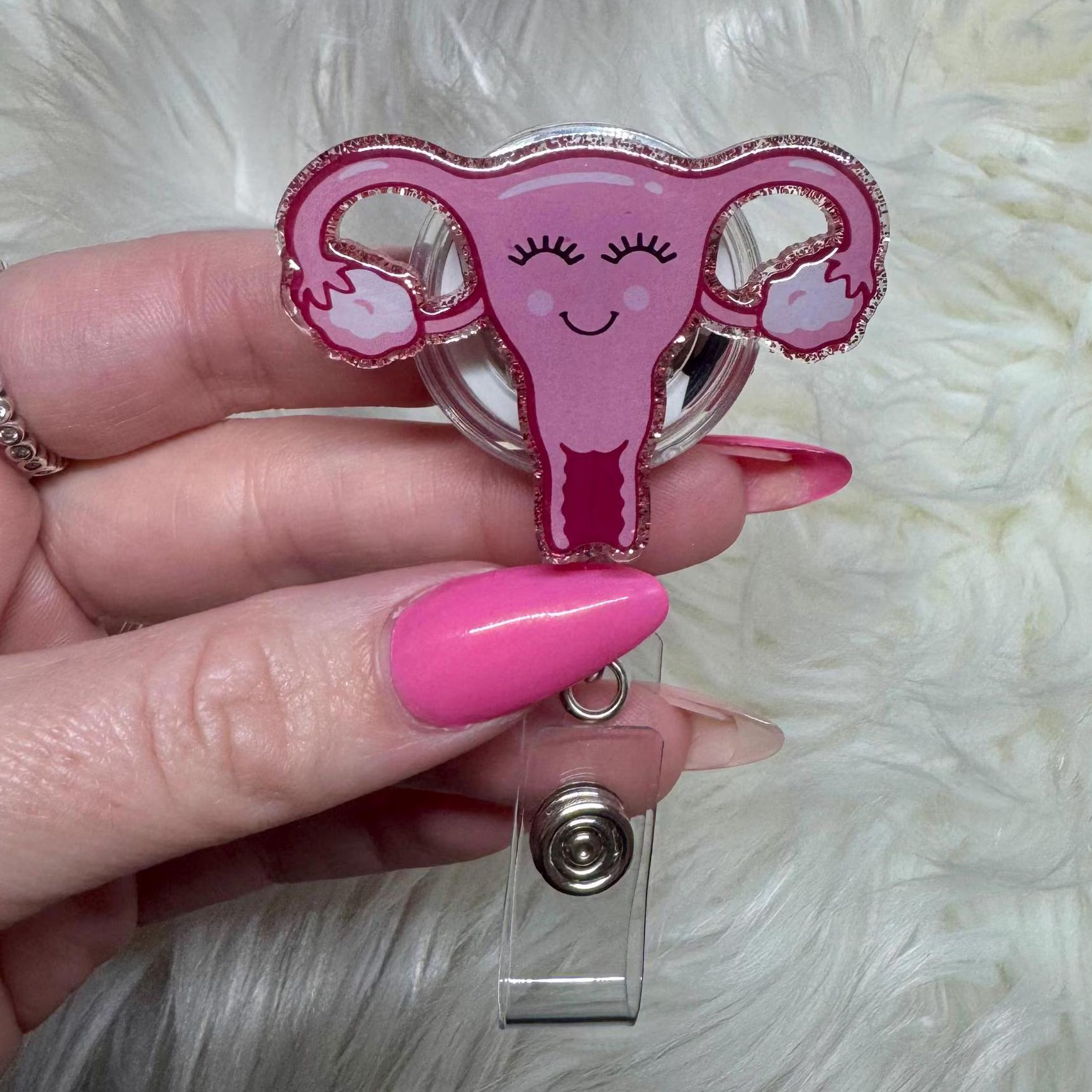 Smiling Uterus Badge Reel