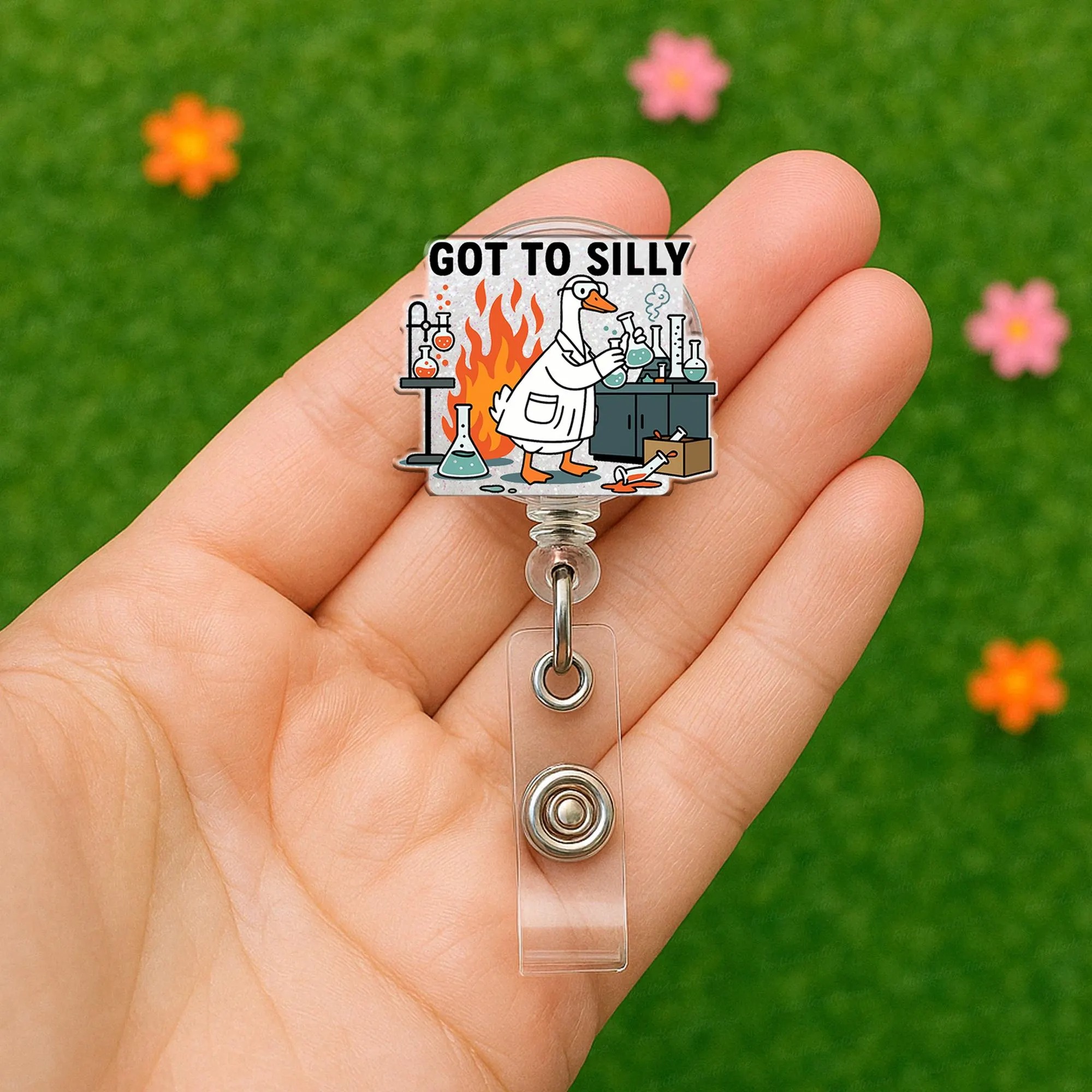 Got So Silly Lab Goose Badge Reel