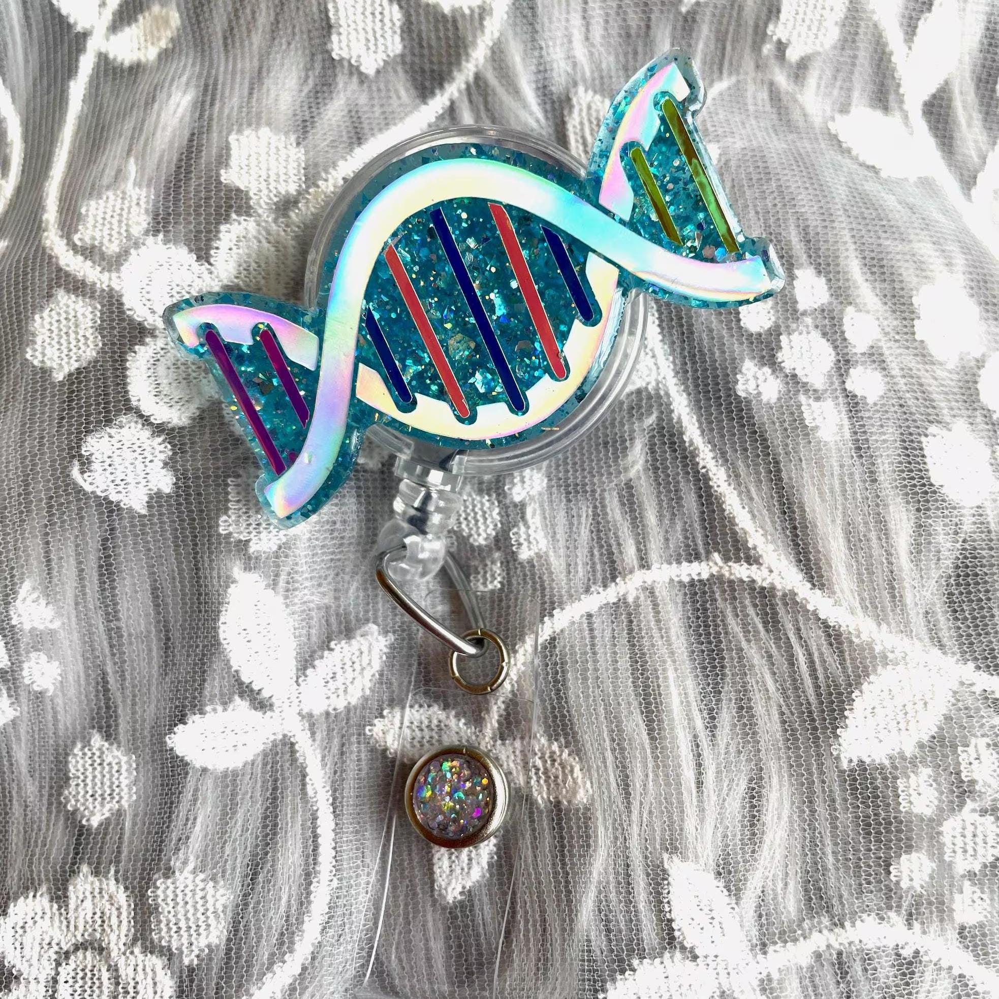Holographic Glitter DNA Badge Reel