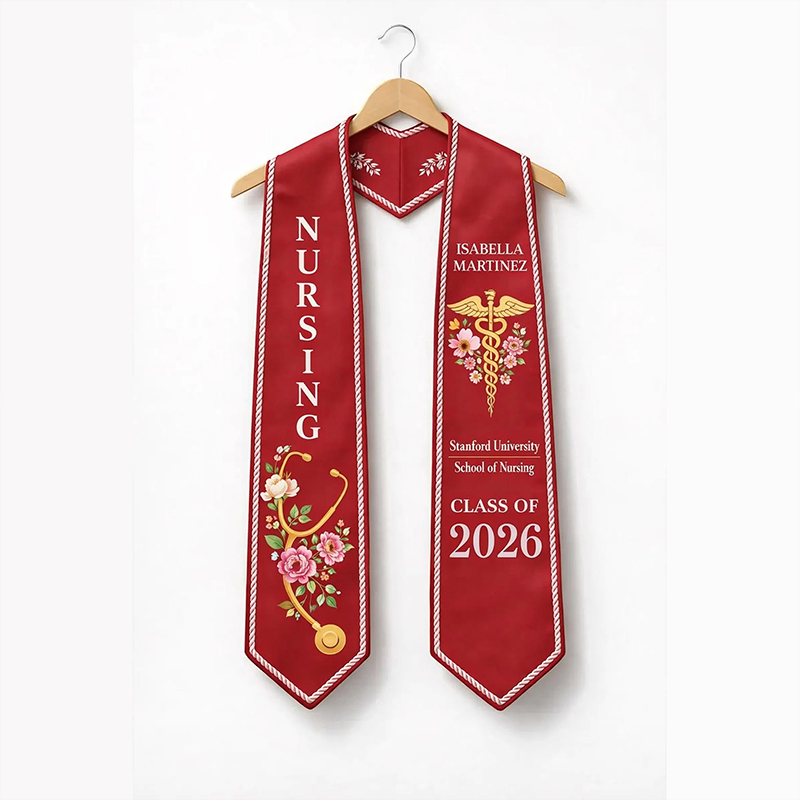 Personalized Name Flower Stethoscope Nursing Graduation Stole