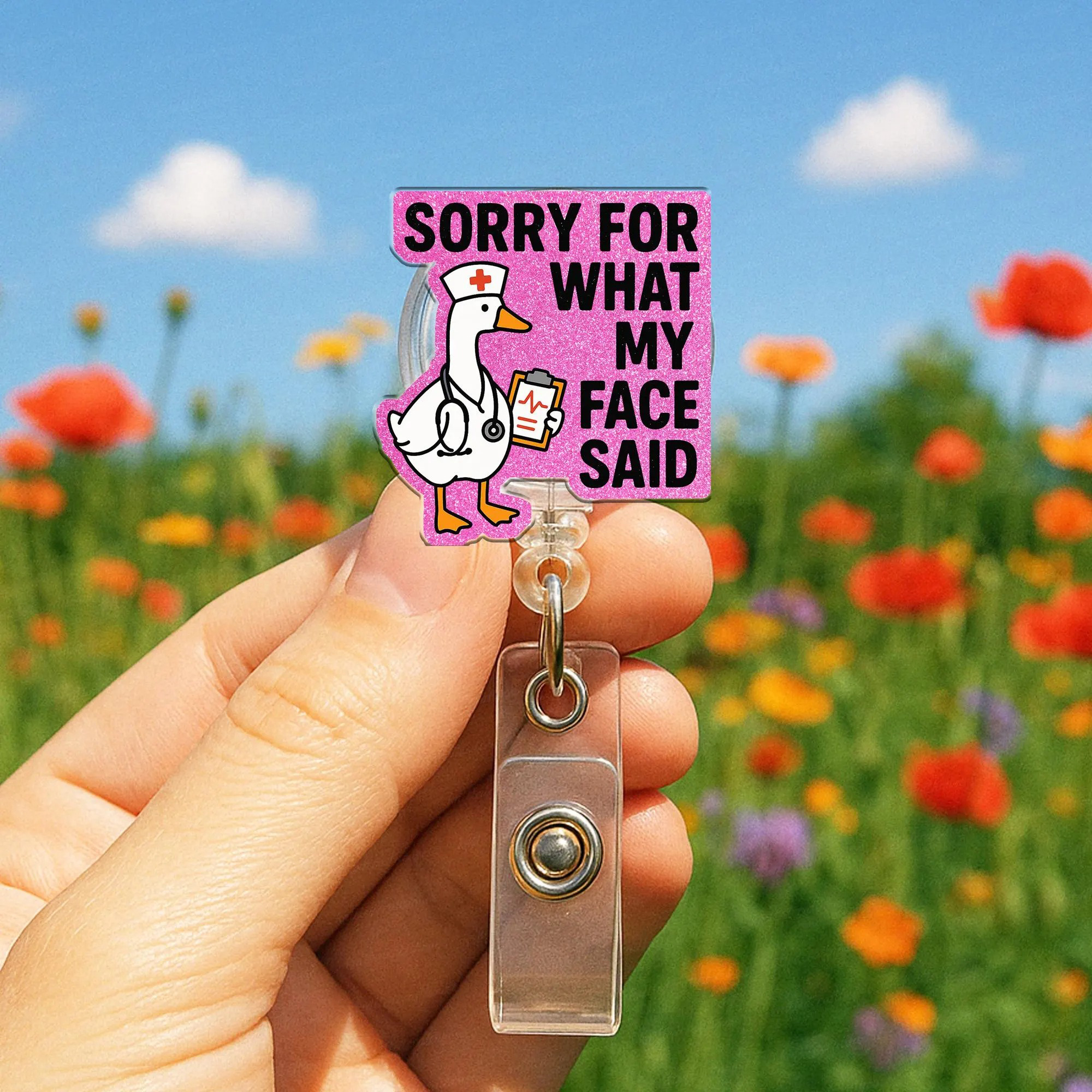 Sorry For What My Face Said Nurse Badge Reel
