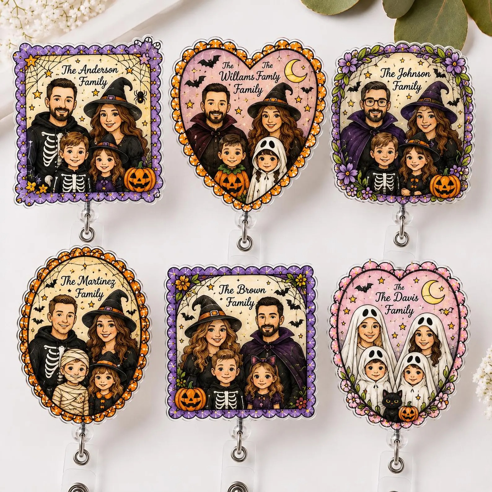 Personalized Photo Halloween Family Nurse Badge Reel