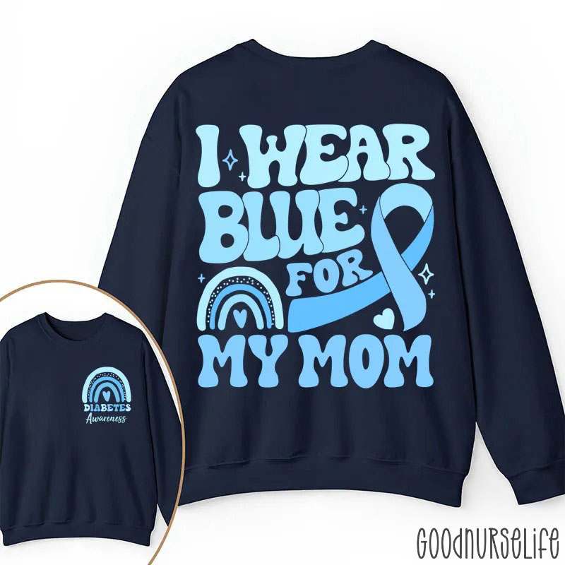 Personalized Diabetes Awareness Blue Rainbow Nurse Two Sided Sweatshirt