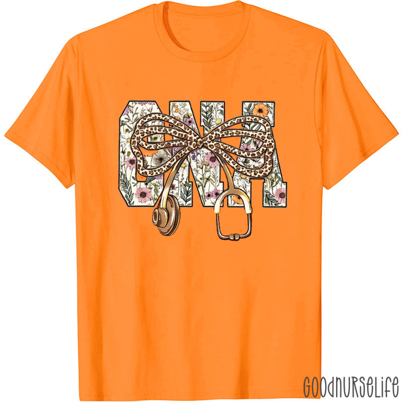 Personalized Nurse Floral Coquette Bow Nurse T-Shirt