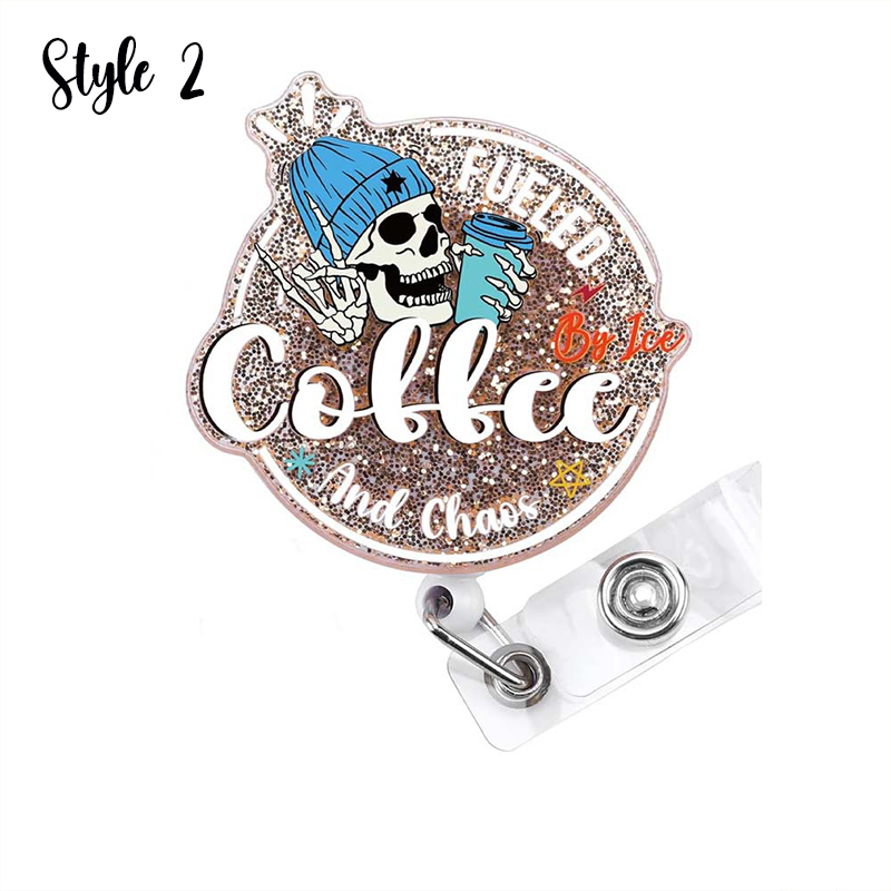 Glitter Acrylic Coffee Nurse Badge Reel