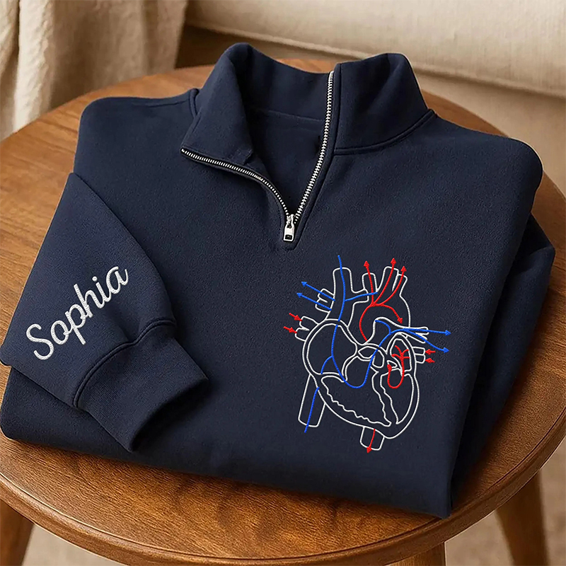 Personalized Embroidered  Cardiac Go With The Flow Quarter Zip Sweatshirt