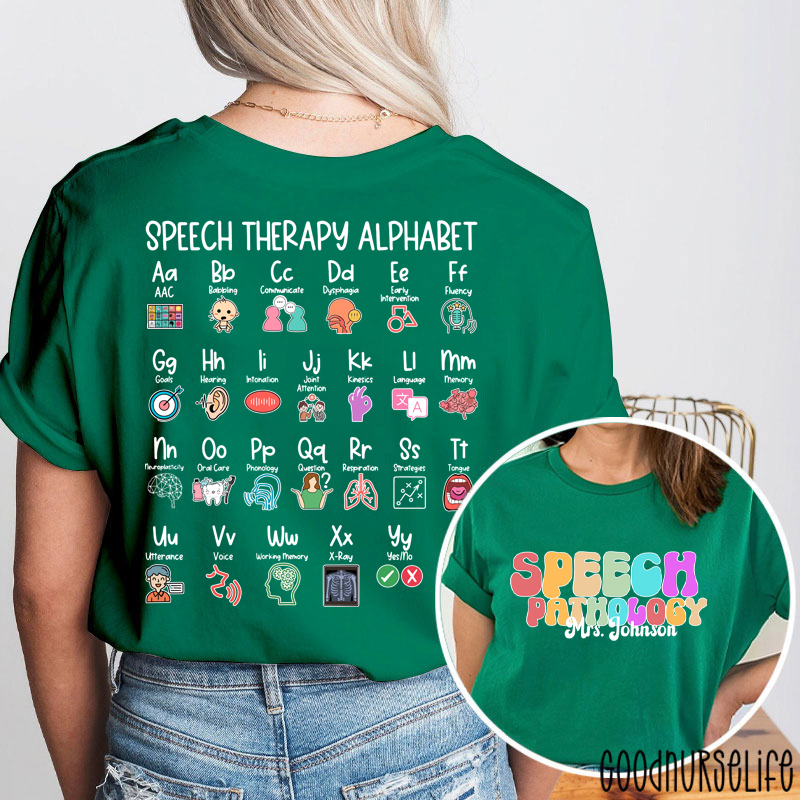 Personalized Name Speech Therapy Alphabet Two Sided T-Shirt