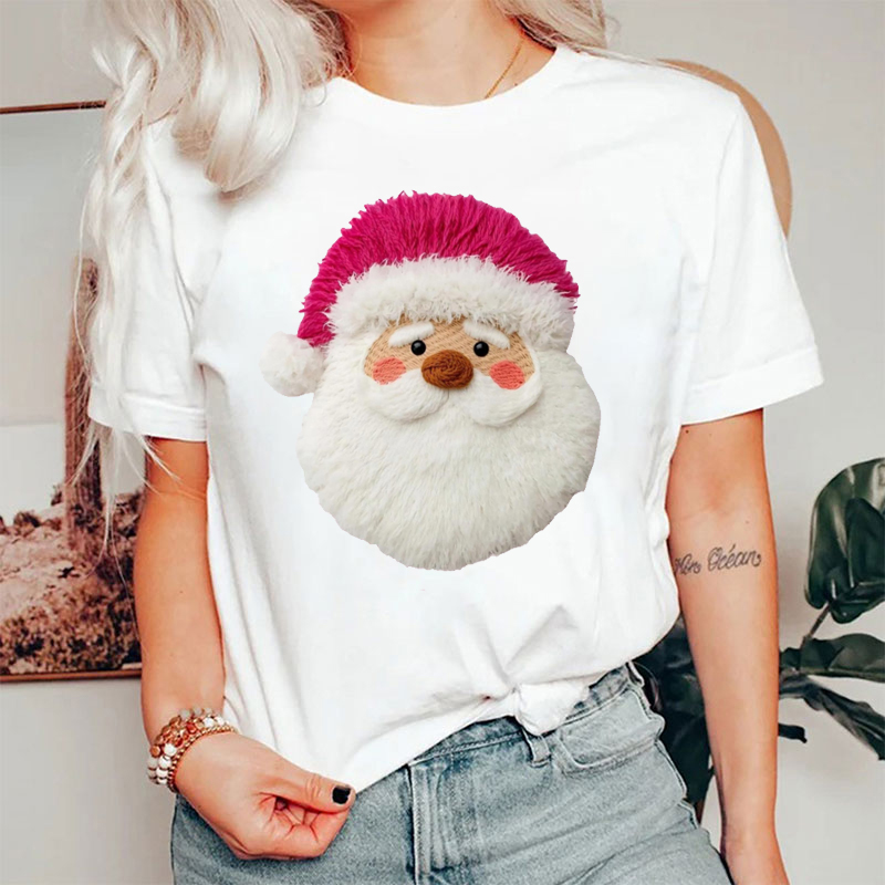 Faux Yarn Santa Pink Hat Nurse T-shirt