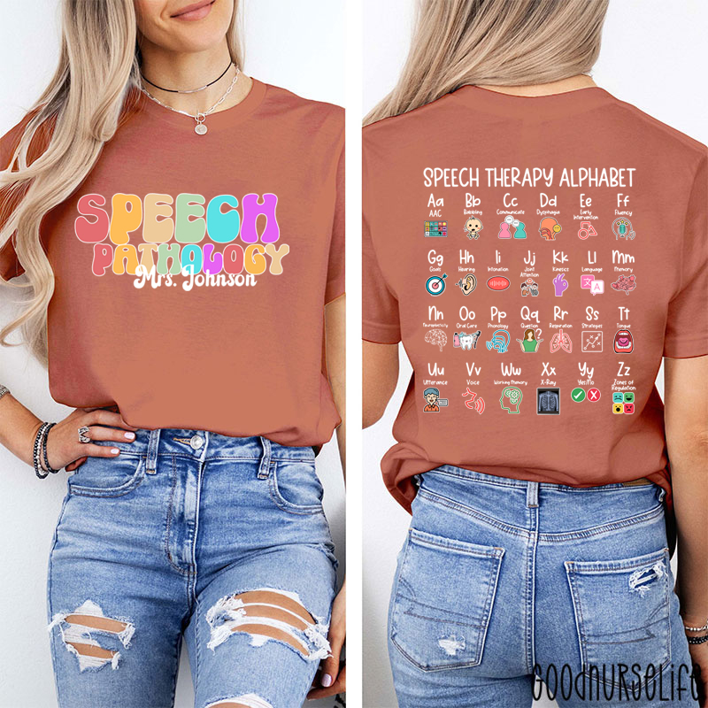 Personalized Name Speech Therapy Alphabet Two Sided T-Shirt