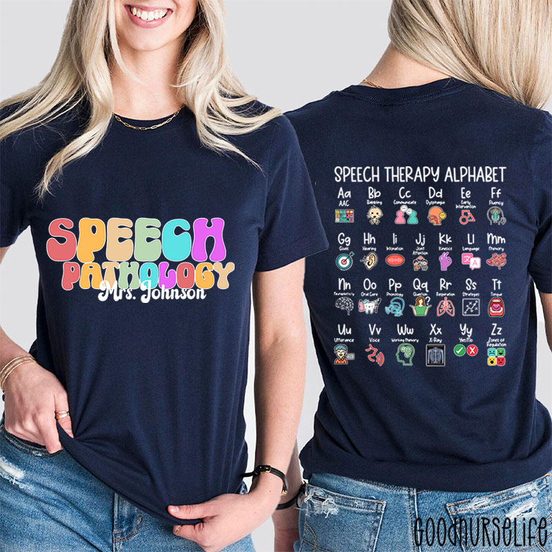 Personalized Name Speech Therapy Alphabet Two Sided T-Shirt