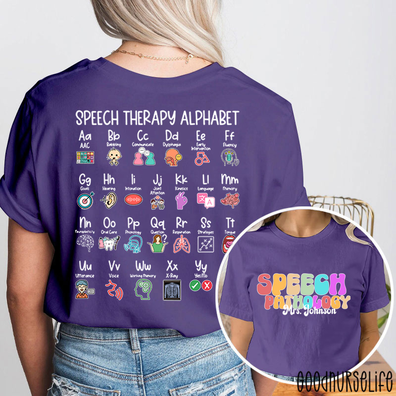 Personalized Name Speech Therapy Alphabet Two Sided T-Shirt