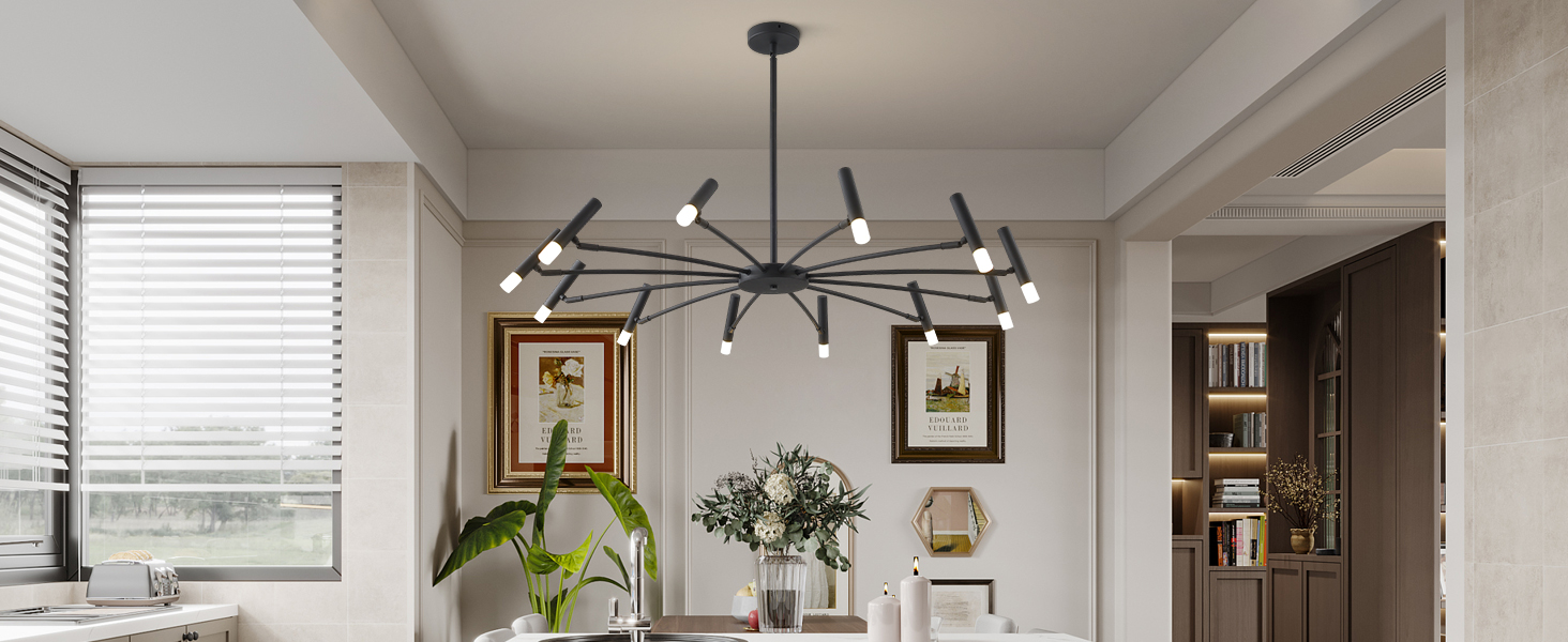 Modern Large Black LED Chandelier