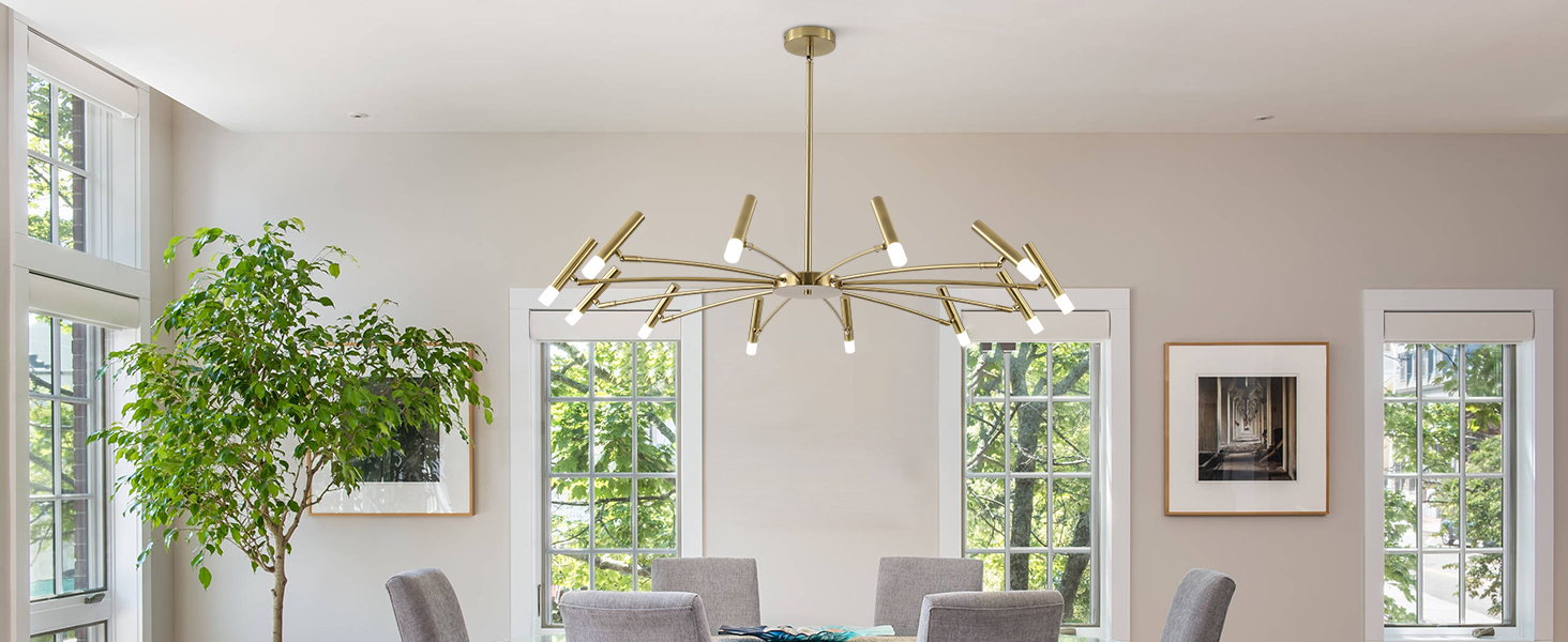 12-Light Gold Modern LED Chandelier