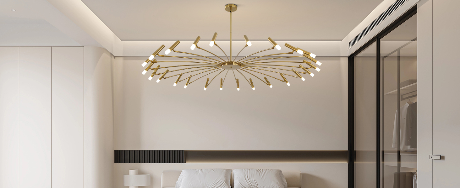 24-Light Modern Gold Led Sputnik Chandelier 