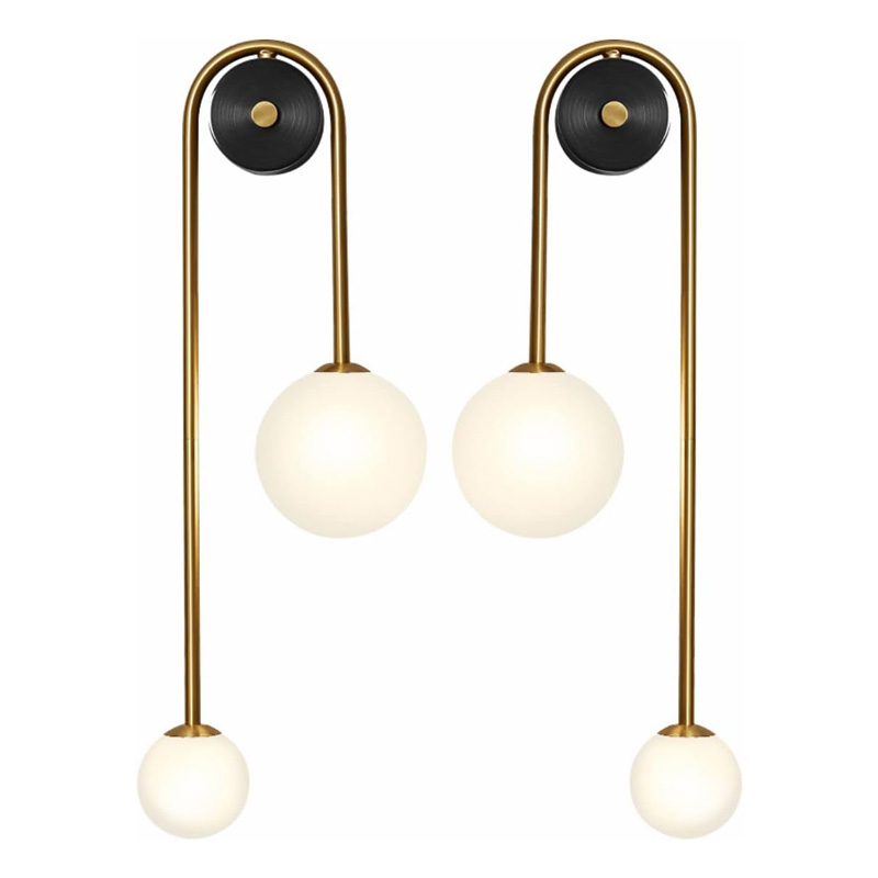KCO Gold Long Arc Light Globes Wall Lamp Packs with Brass Fixture (W8068)