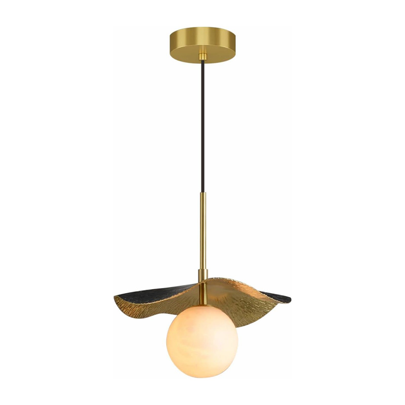KCO Marble Globe Black Gold Pendant Light with Adjustable Cord (L7153)