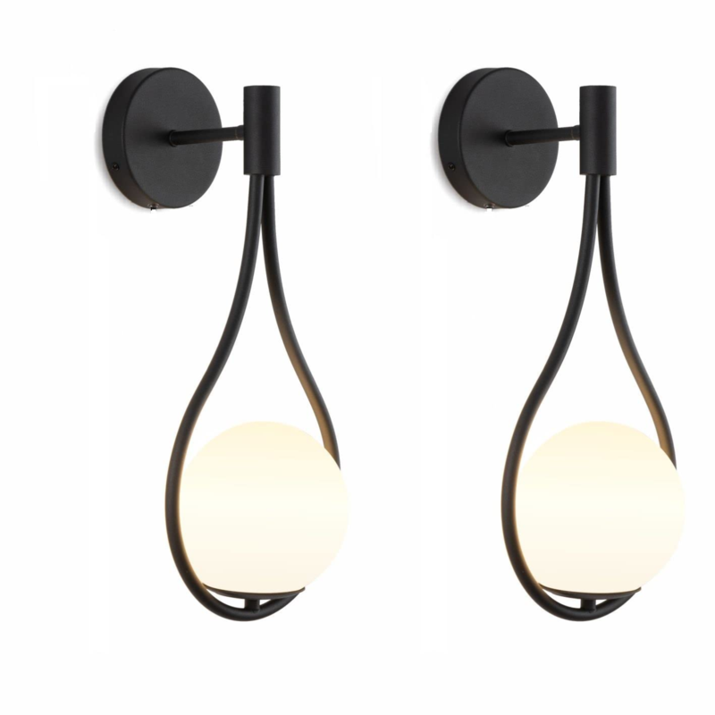 black globe wall sconce feature
