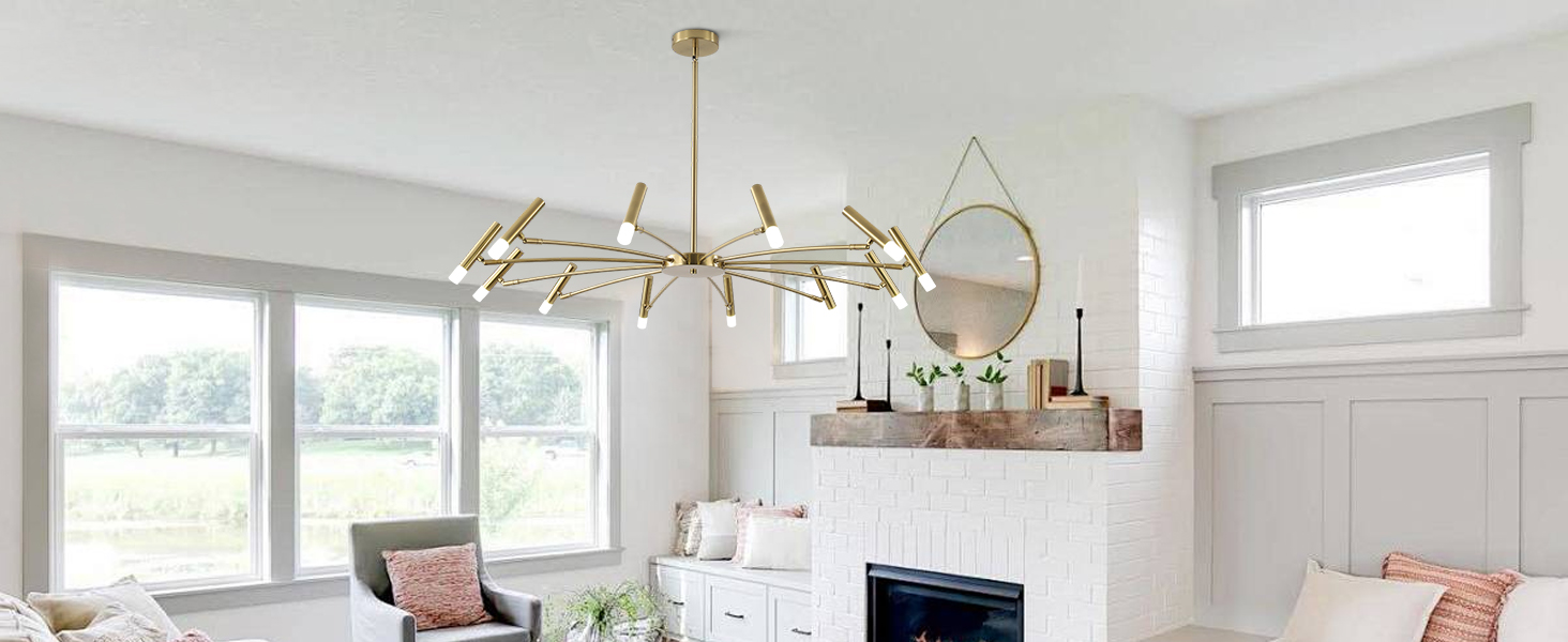 12-Light Gold Modern LED Chandelier