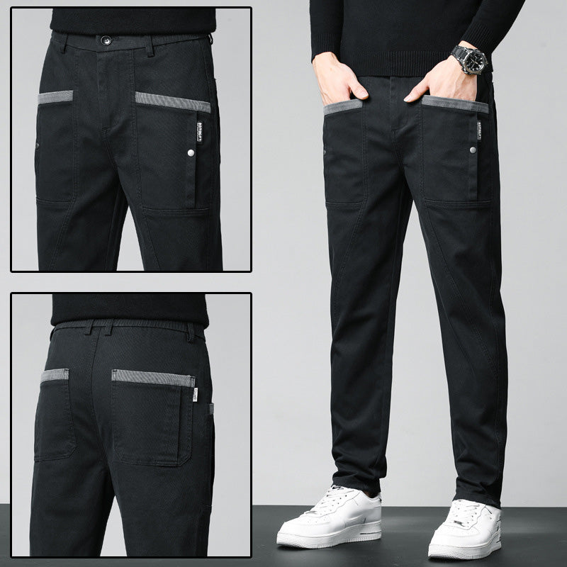 （50% OFF）Men's Casual Stretch Straight Leg Pants with Large Pockets