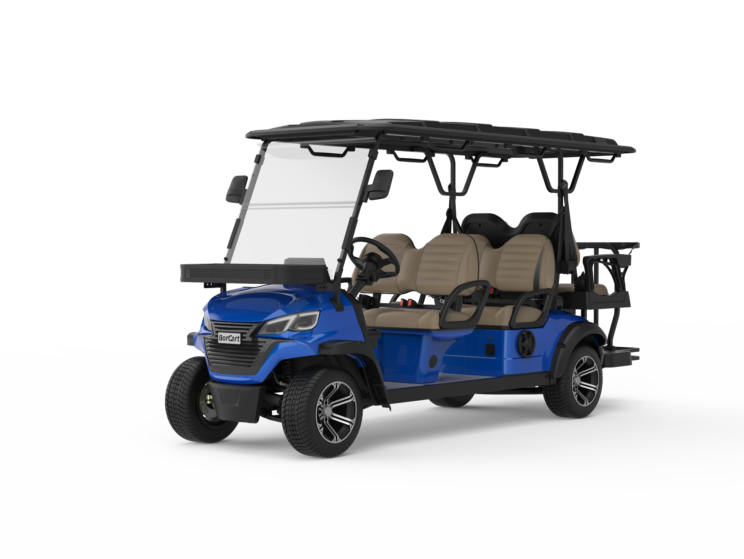 New Trending Products Luxury Easy Go Golf Cart High Chassis 6 Seats ET-C4+2+GBR Electric Golf Cart With Ce Approved Golf Bag Stand-Borcart Golf Cart