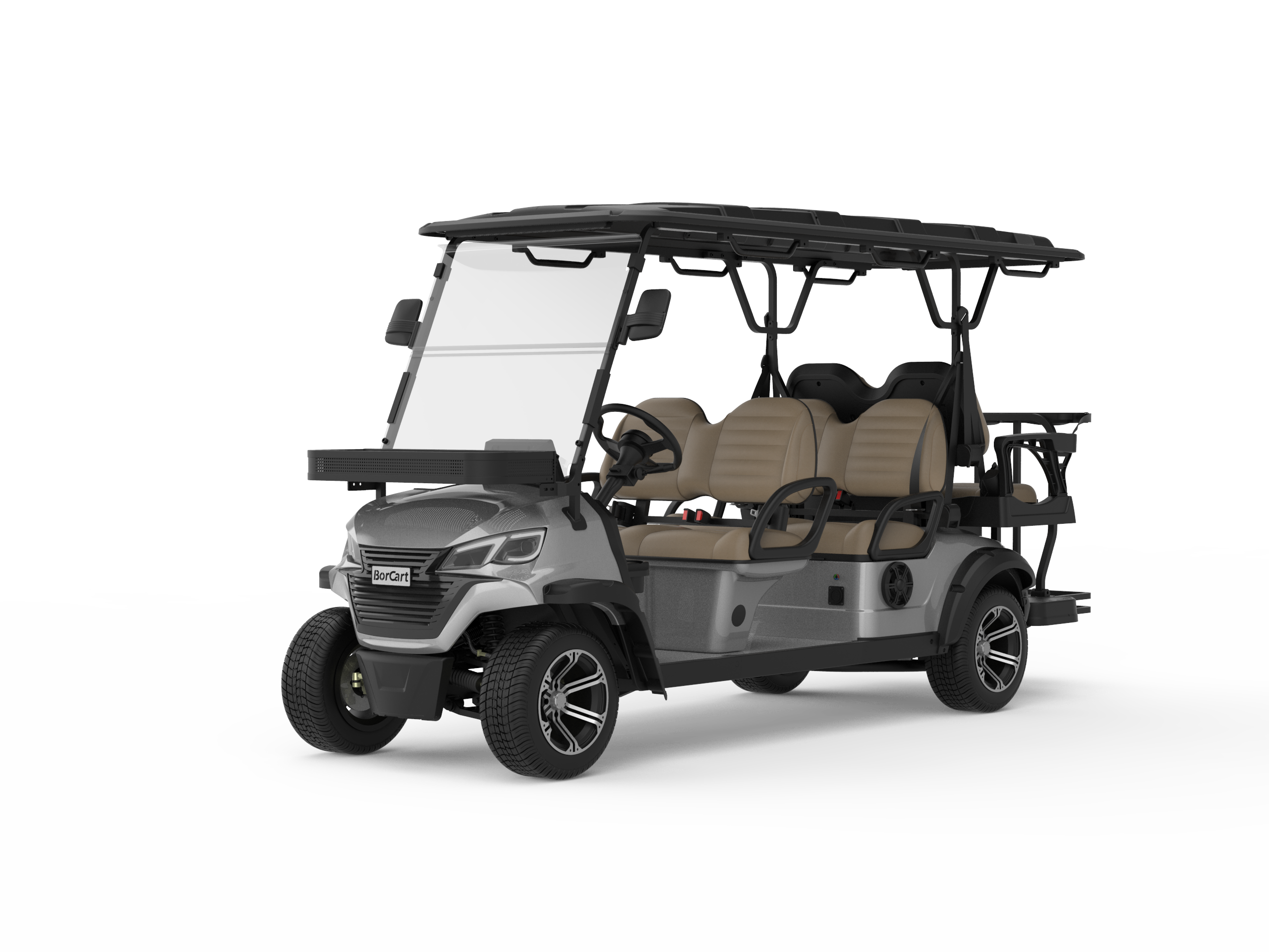 New Trending Products Luxury Easy Go Golf Cart High Chassis 6 Seats ET-C4+2+GBR Electric Golf Cart With Ce Approved Golf Bag Stand-Borcart Golf Cart