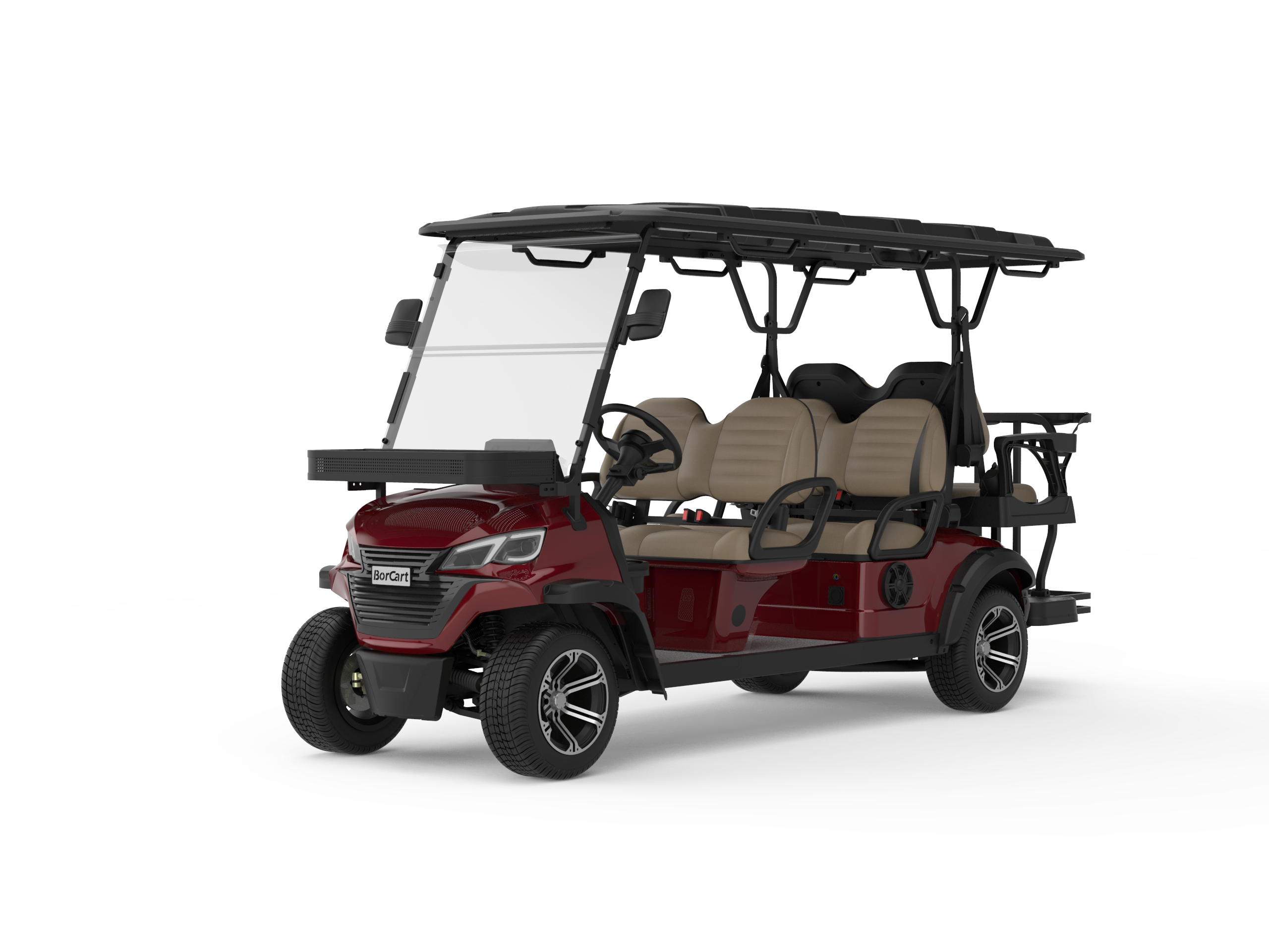 New Trending Products Luxury Easy Go Golf Cart High Chassis 6 Seats ET-C4+2+GBR Electric Golf Cart With Ce Approved Golf Bag Stand-Borcart Golf Cart