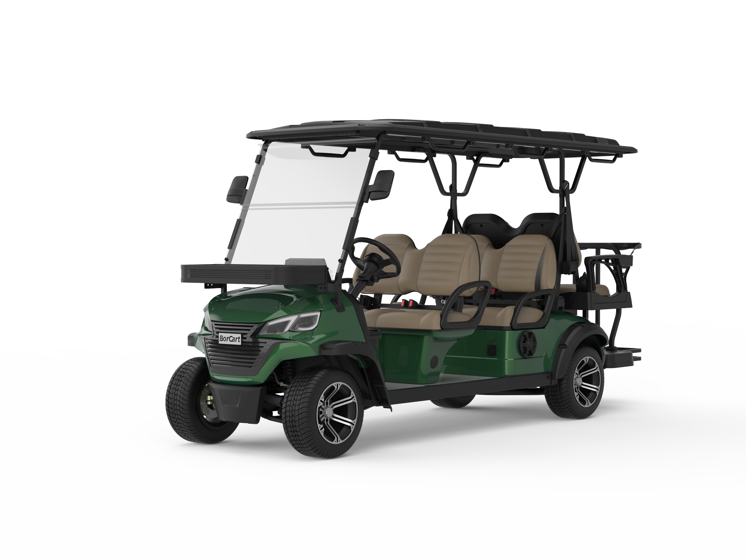 New Trending Products Luxury Easy Go Golf Cart High Chassis 6 Seats ET-C4+2+GBR Electric Golf Cart With Ce Approved Golf Bag Stand-Borcart Golf Cart