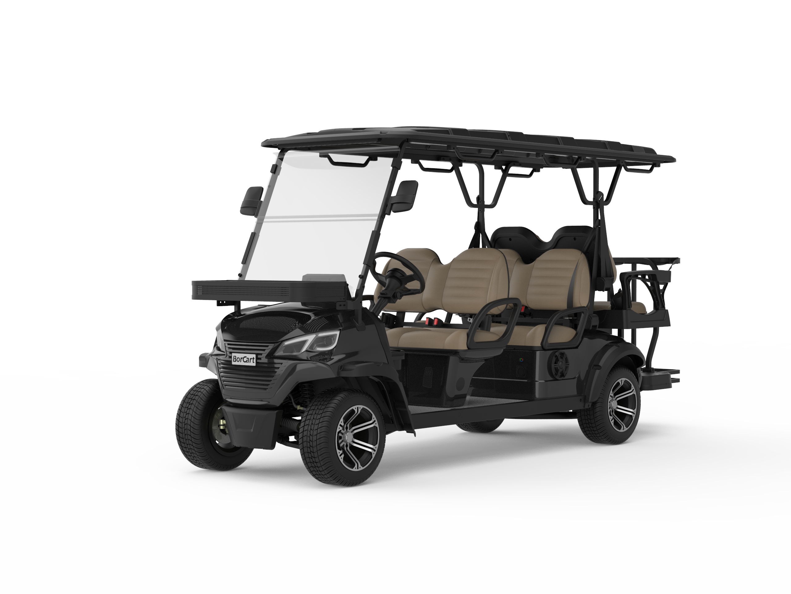 New Trending Products Luxury Easy Go Golf Cart High Chassis 6 Seats ET-C4+2+GBR Electric Golf Cart With Ce Approved Golf Bag Stand-Borcart Golf Cart