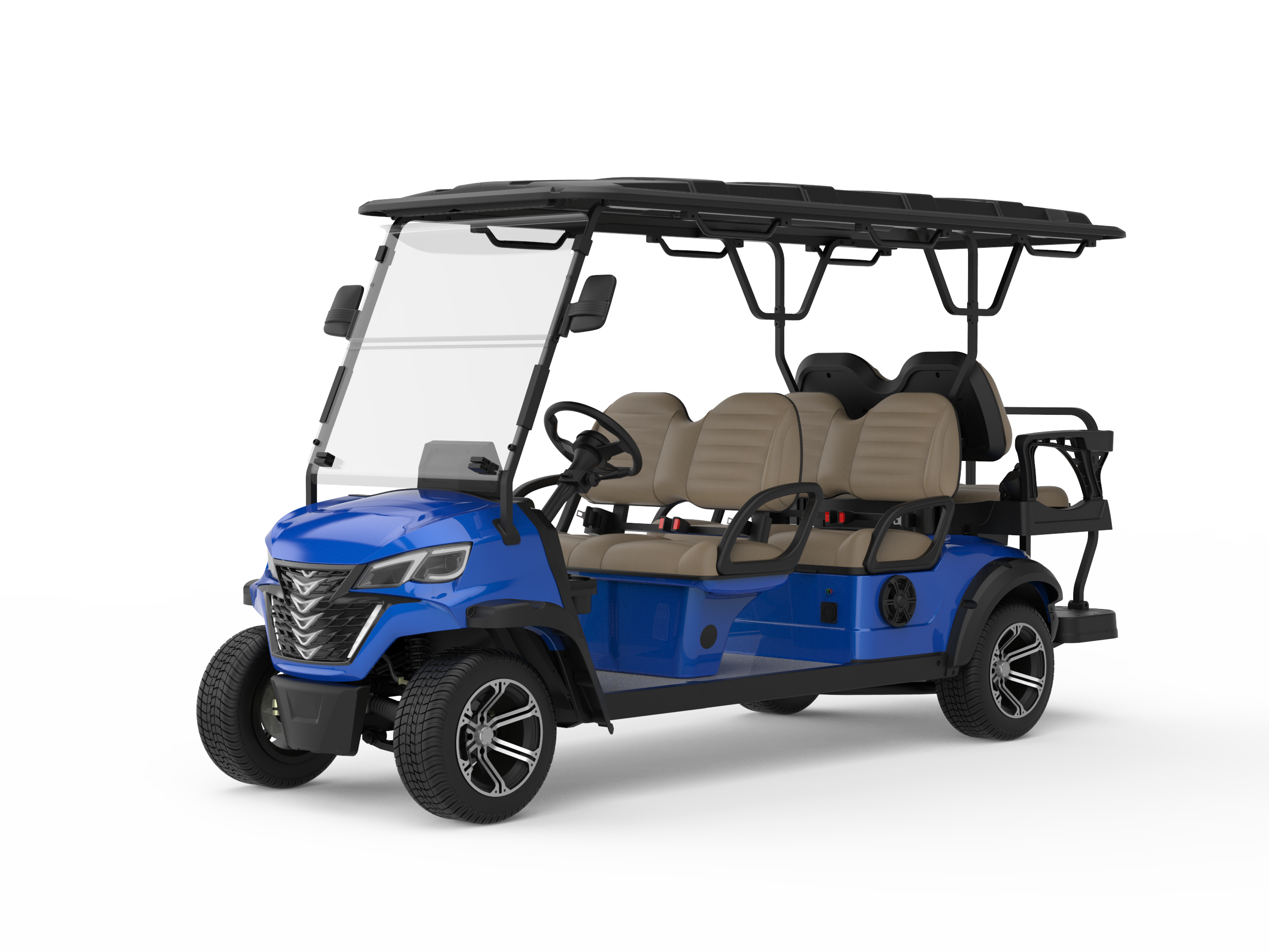Factory Custom 5000w Lithium Ion Battery 6 Seats EC-C4+2 Mini Bus Electric Club Golf Cart With Rear Seat-Borcart Golf Cart