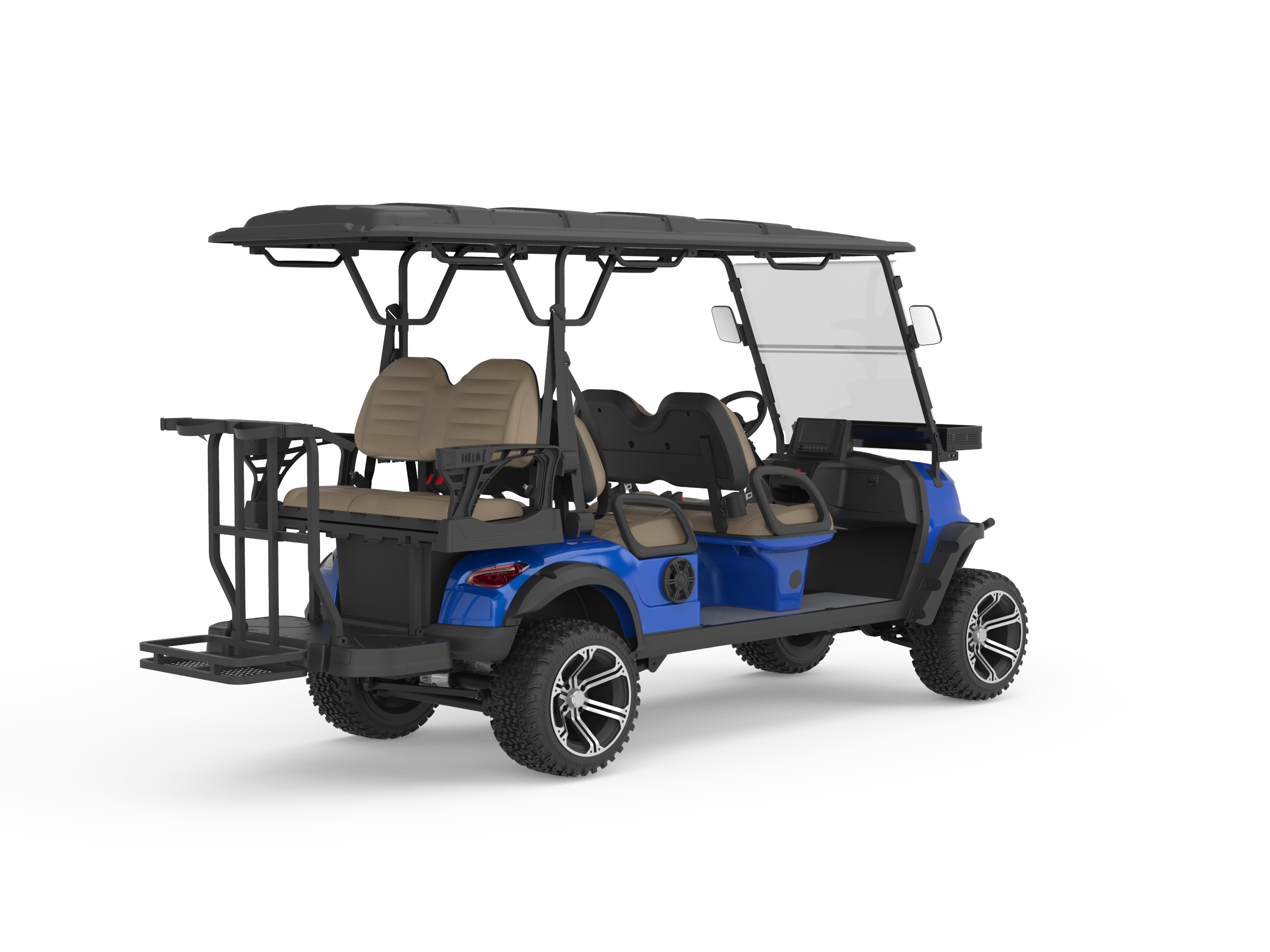 Lithium&acid battery 5000W electric off-road vehicle adult all-terrain 6 seats L4+2+GBR golf cart with golf bag stand-Borcart Golf Cart