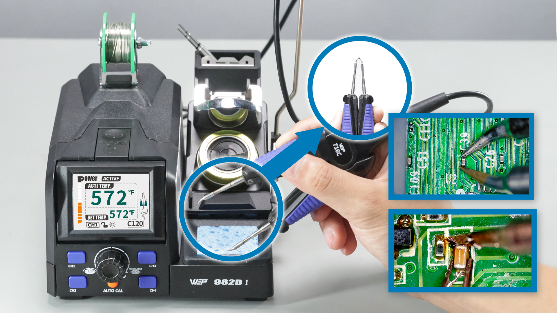 Tweezer Soldering Iron WEP 982D I Hot Tweezers Station for