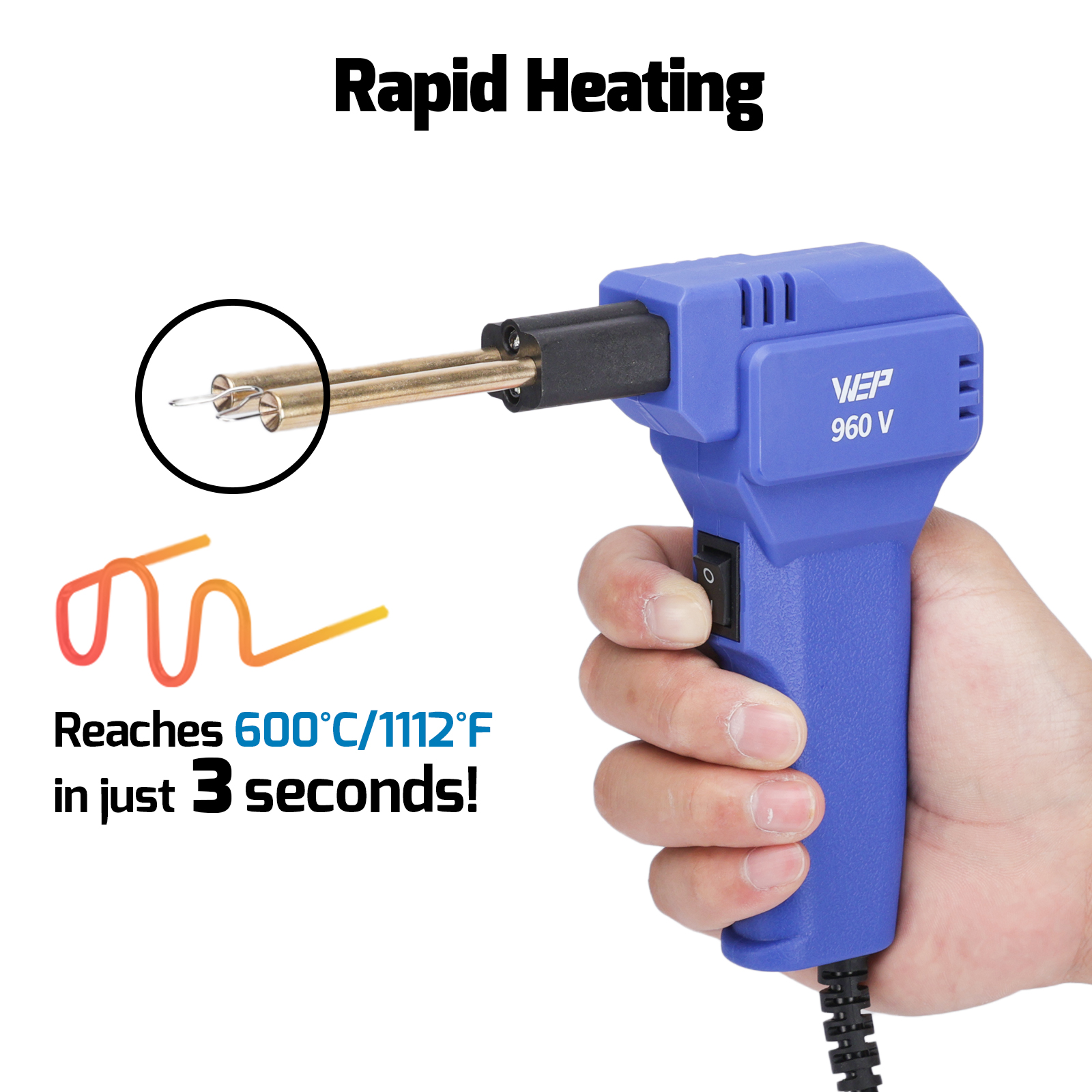 960 V Portable Plastic Welding Kit Hot Stapler with LED Light