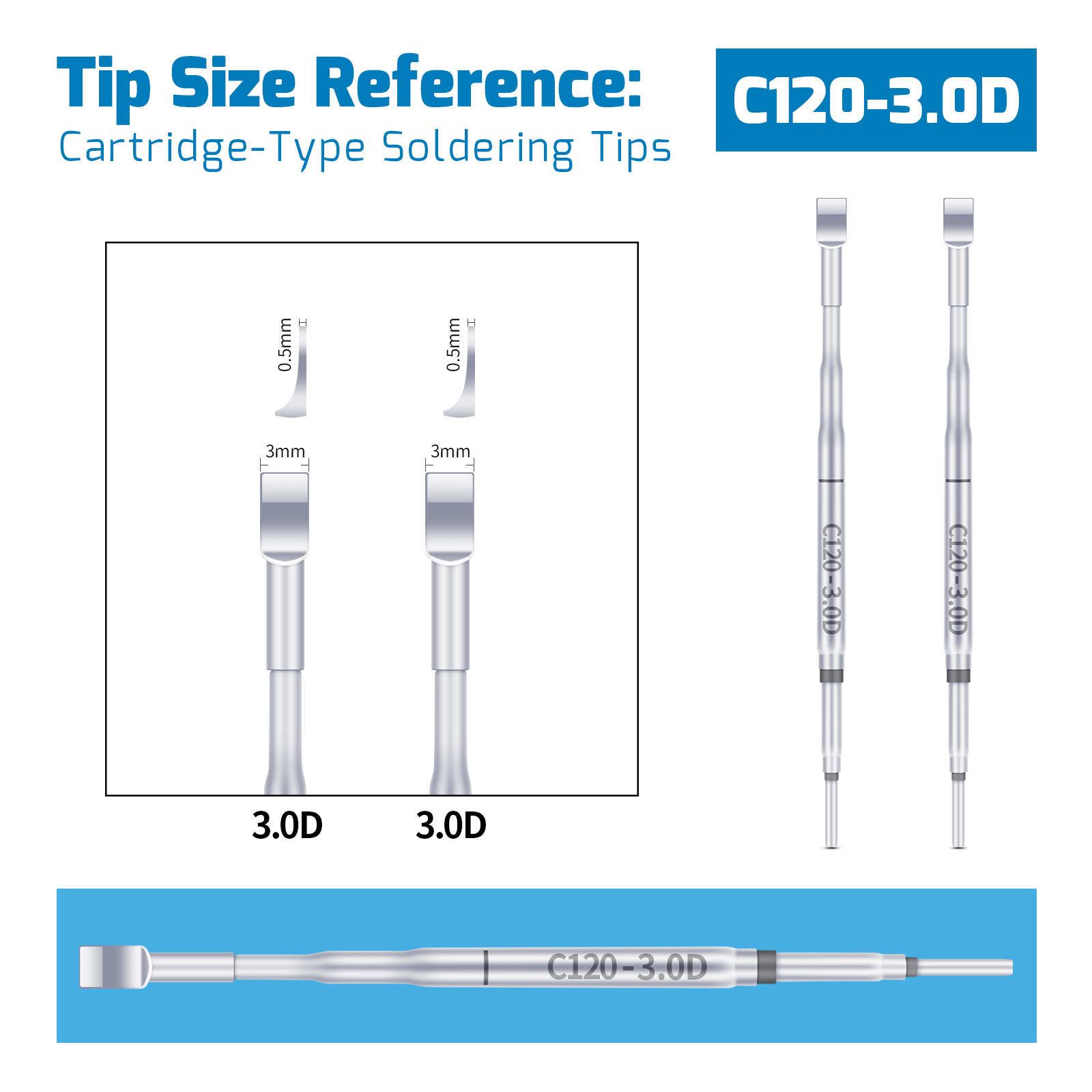 WEP C120 Hot Tweezers Soldering Tips (2 in a Pair)
