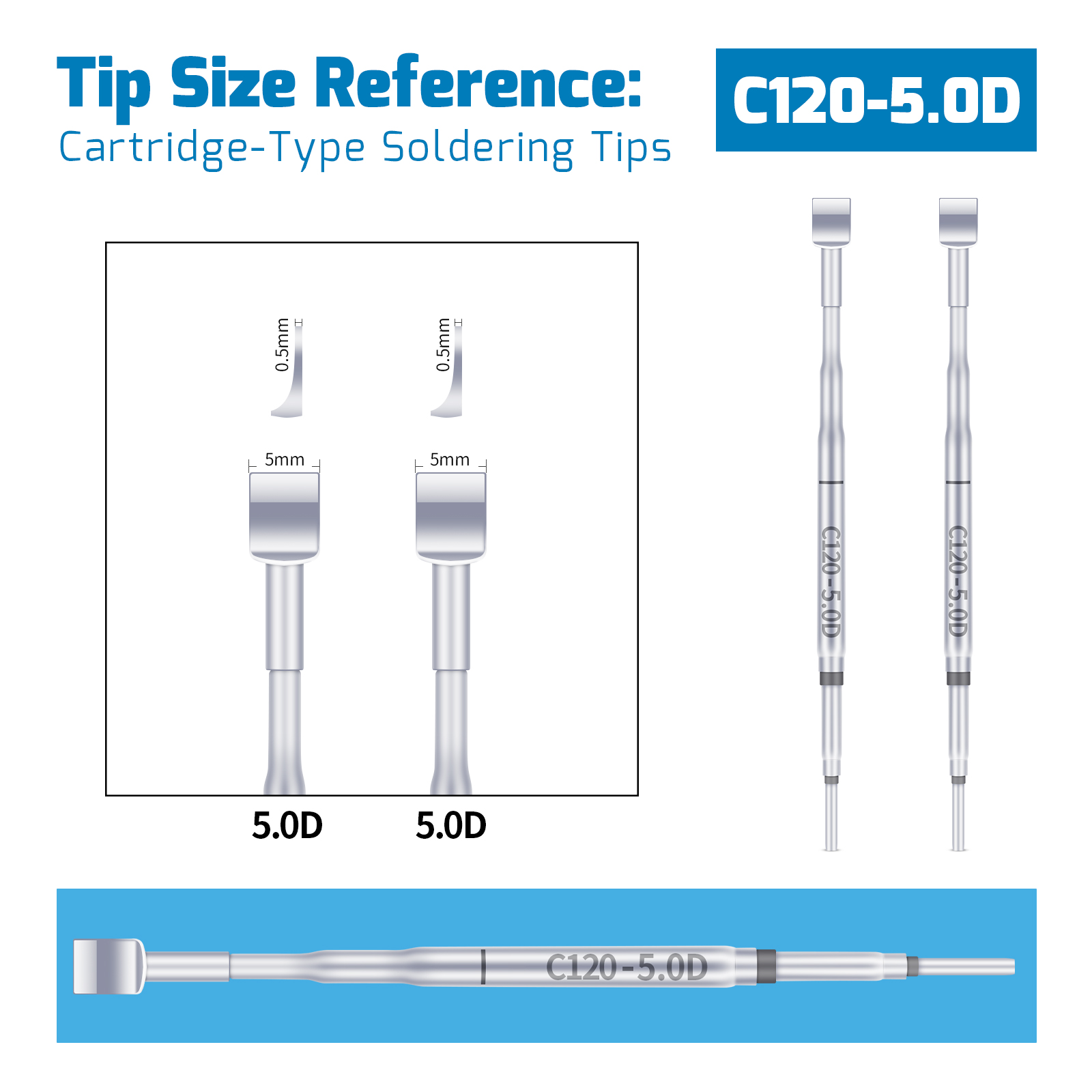 WEP C120 Hot Tweezers Soldering Tips (2 in a Pair)