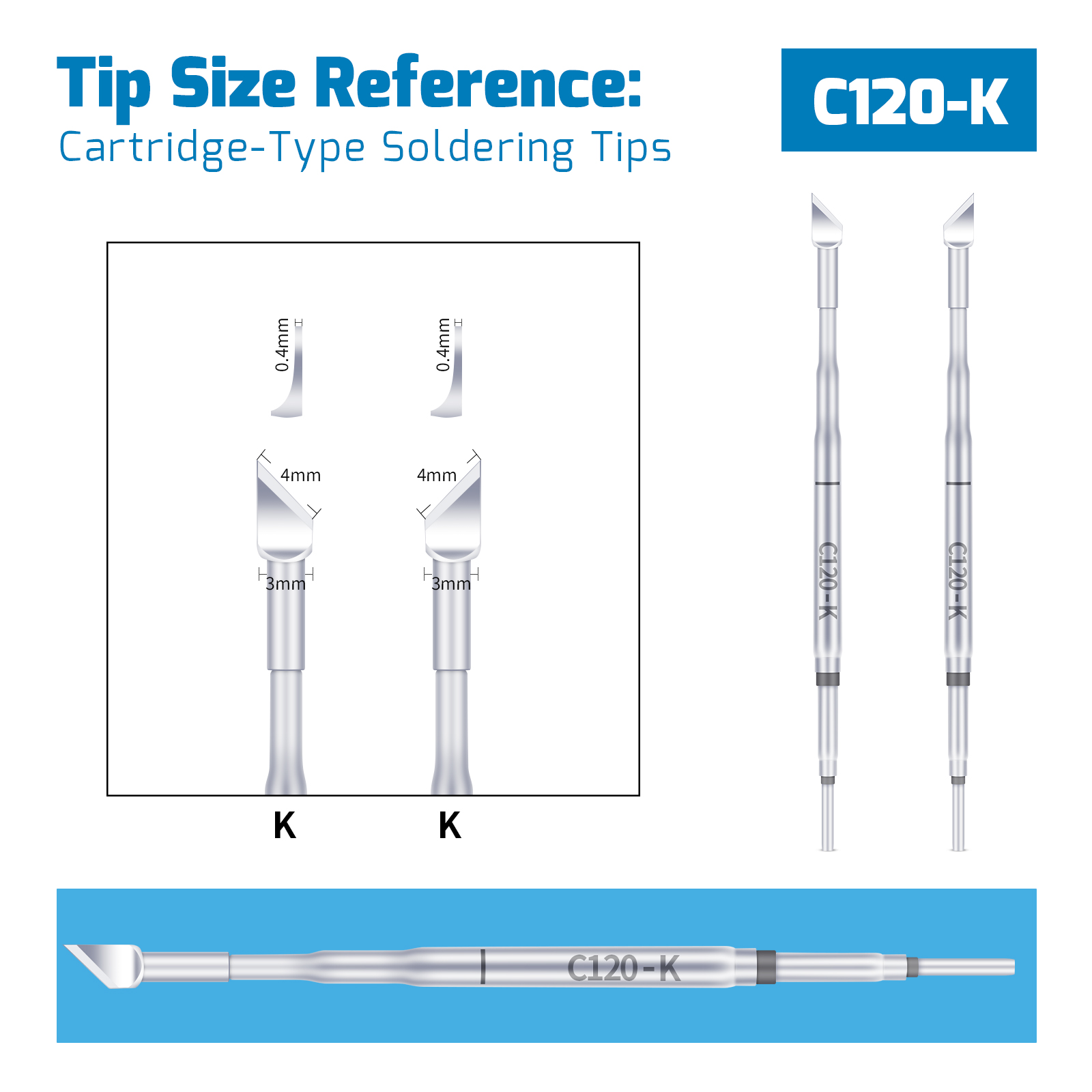 WEP C120 Hot Tweezers Soldering Tips (2 in a Pair)