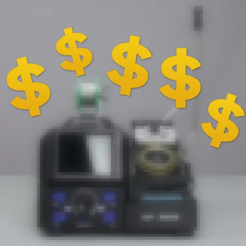 a blurred graph with US dollar icons