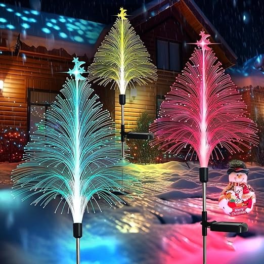 7 Color Changing Solar Christmas Trees Lights,Solar Xmas Trees Lights Outdoor, Christmas and Winter Decoration