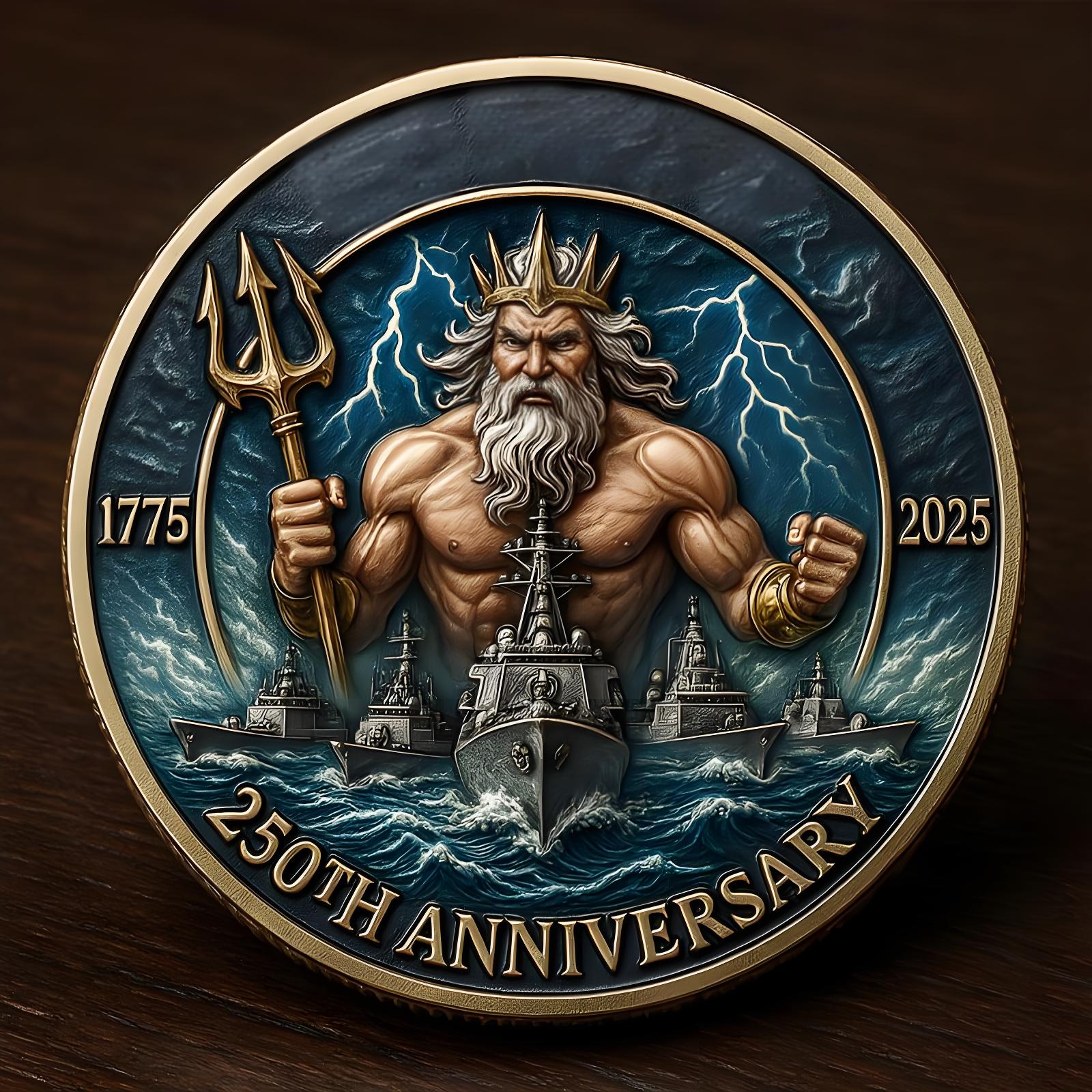 U.S. Navy 250th Anniversary Poseidon Glory Commemorative Coin