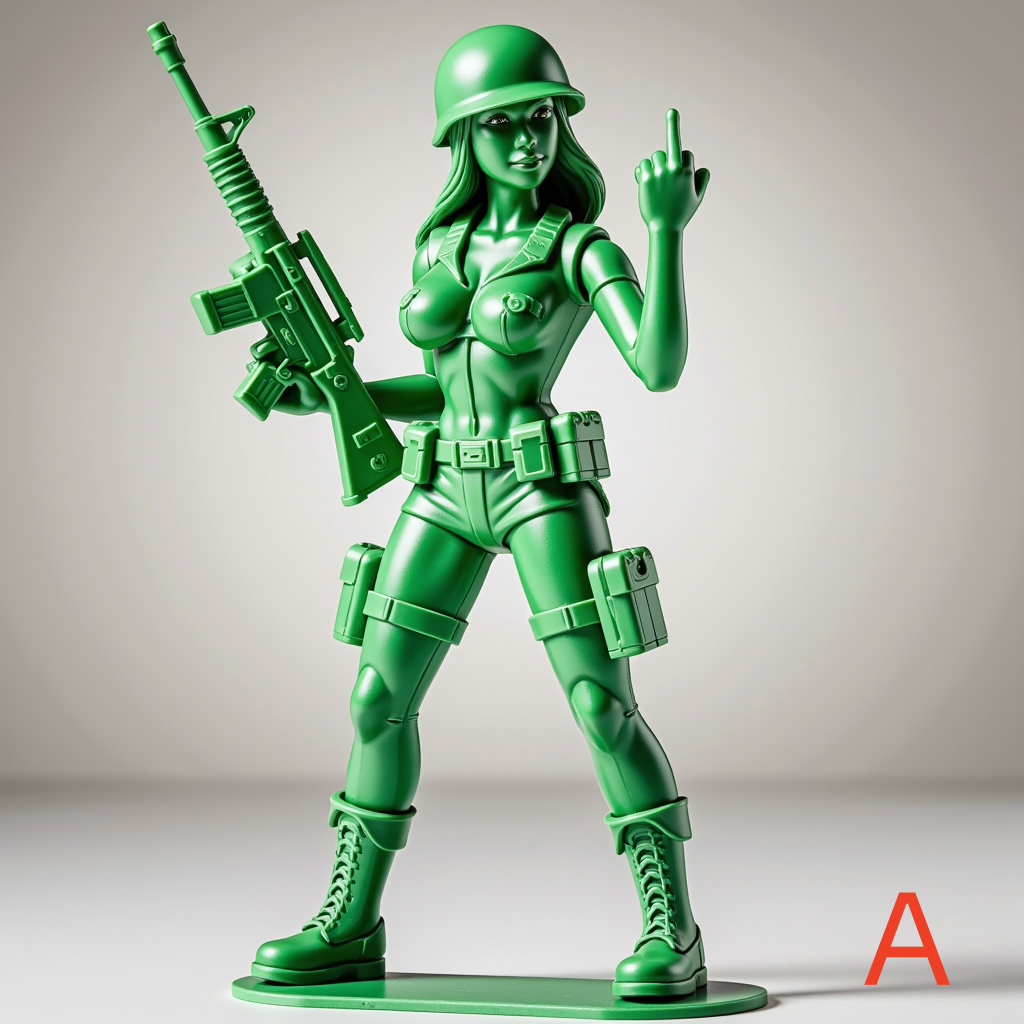 Funny Green Middle Finger Army Woman