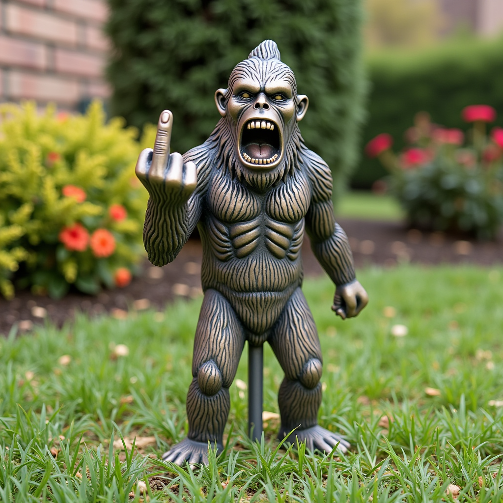 Middle Finger Bigfoot Garden Stake