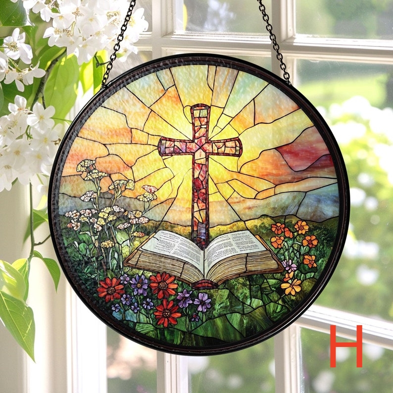 🔥🔥Last Day 50% Off--Cross And Wild Flower Suncatcher Ornament